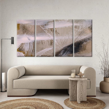 4pcs Modern Neutral Abstract Brushstroke Wall Art Canvas Framed 45x80cm - High Quality Print 100% Australian Made Wall Canvas Ready to Hang