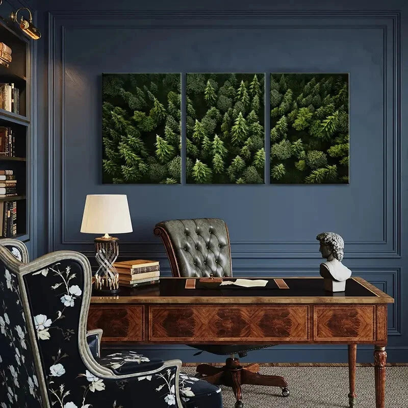 3pcs Forest Trees Greenery Natural Scenery Metal Print Ready to Hang Art - Bella Home Decor