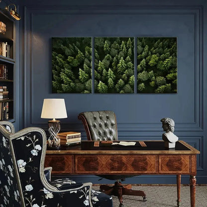 3pcs Forest Trees Greenery Natural Scenery Metal Print Ready to Hang Art - Bella Home Decor