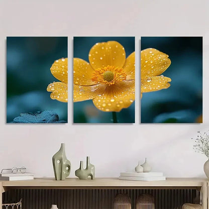 3pcs Buttercup Flower Gardener Nature Perfect Wall Art Set Canvas Framed 60x90cm - High Quality Print 100% Australian Made Wall Canvas Ready to Hang - Bella Home Decor
