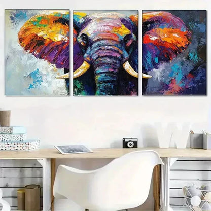 3pcs Modern Colorful Elephant Wall Art Canvas Unframed - High Quality Print 100% Australian Made Wall Canvas