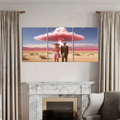 3pcs Atomic Bomb & Pink Cloud Explosion Canvas Unframed - High Quality Print 100% Australian Made Wall Canvas - Bella Home Decor