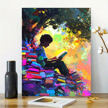 Vibrant Digital Painting Of an African American Boy 40x60cm Metal Print Ready to Hang
