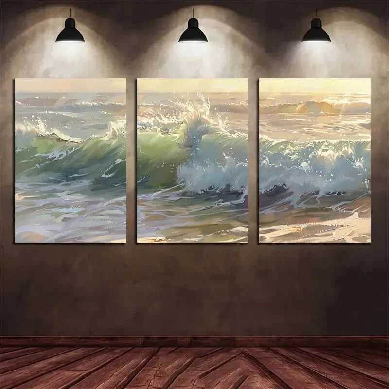3pcs Oil Painting Under The Sunshine Metal Print Ready to Hang Art