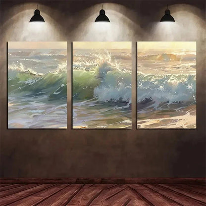 3pcs Oil Painting Under The Sunshine Metal Print Ready to Hang Art