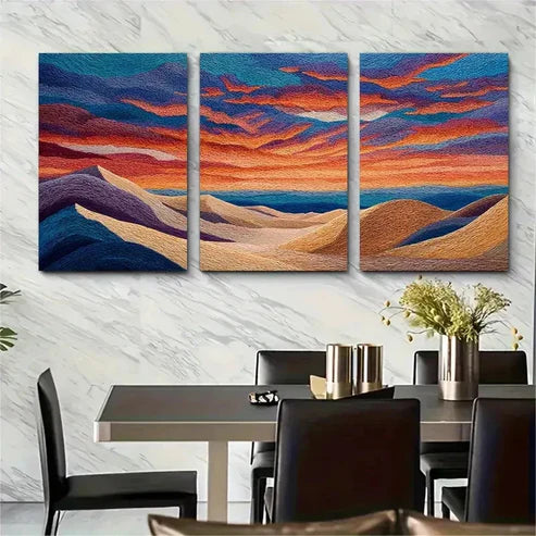 3pcs Seashore Sunrise Continuous Perfect Wall Art Canvas Unframed - High Quality Print 100% Australian Made Wall Canvas