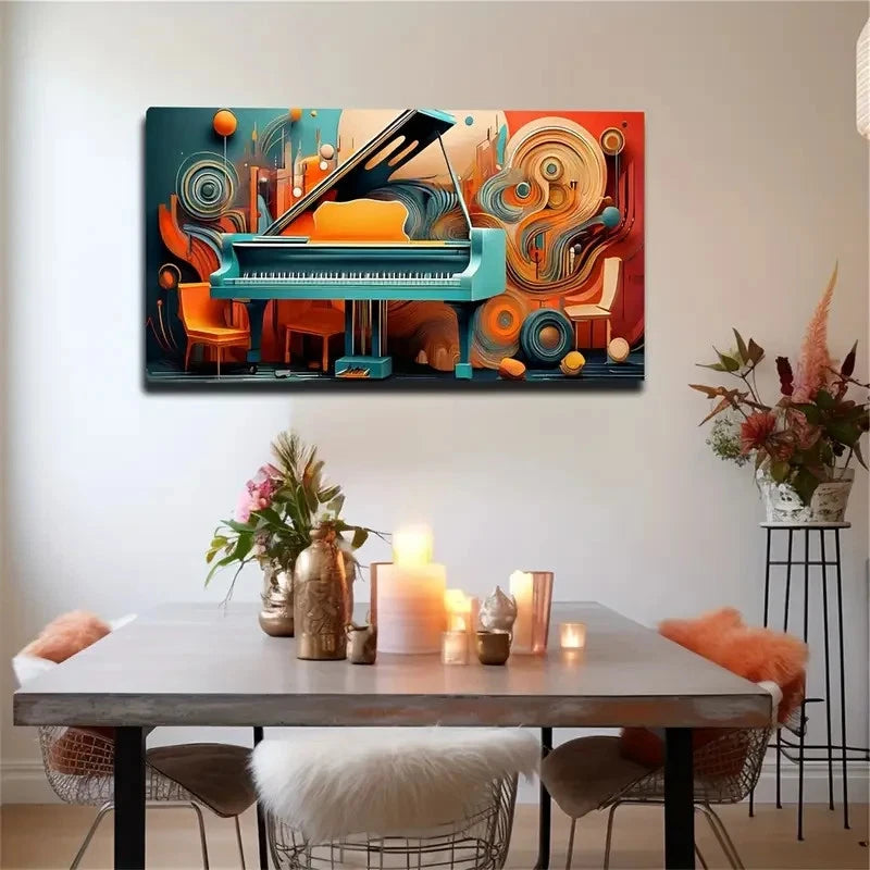 Abstract Children's Piano Wall Art Canvas Office Home Room Framed 120x60cm