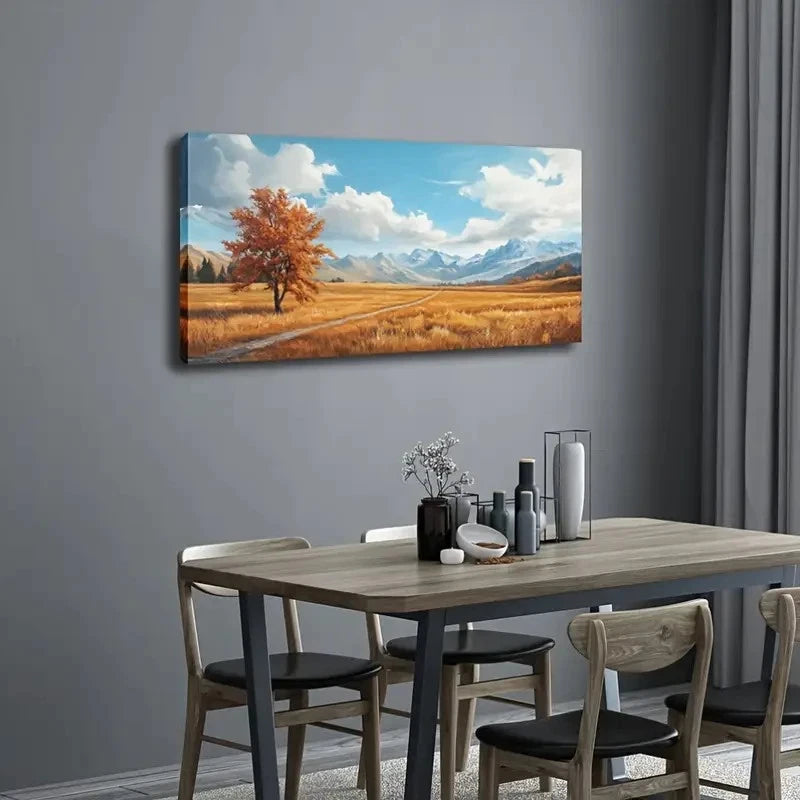 Autumn Landscape Minimalist Wall Art Canvas Office Home Room Framed 120x60cm