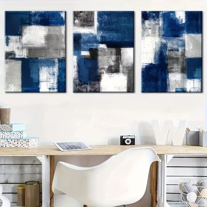 Creative Blue Color Block Art Metal Print Ready to Hang Art