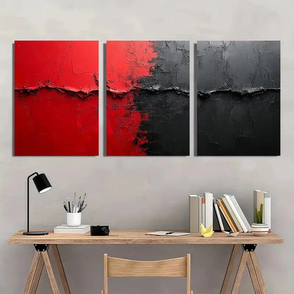 3pcs  Black & Red, Minimalist Design Wall Art Set Canvas Framed 60x90cm - High Quality Print 100% Australian Made Wall Canvas Ready to Hang - Bella Home Decor