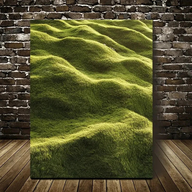 Vibrant Green & Yellow Design Painting 40x60cm Metal Print Ready to Hang - Bella Home Decor