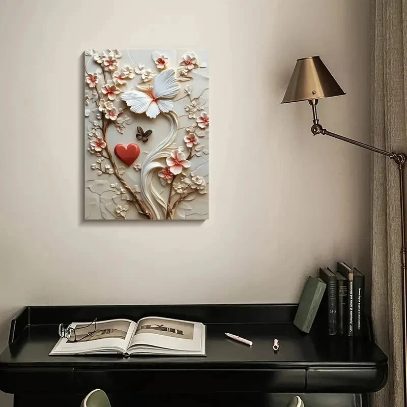 Beautiful Featuring Heart Blossoms Painting 40x60cm Metal Print Ready to Hang - Bella Home Decor