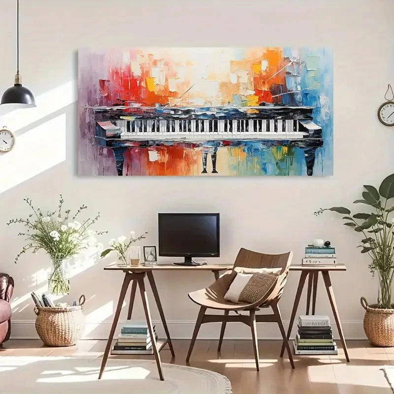 Colorful Abstract Piano Wall Art Canvas Office Home Room Framed 120x60cm - Bella Home Decor