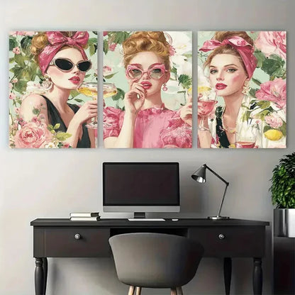 3pcs Beautiful Women  Wall Art Set Canvas Framed 40x60cm - High Quality Print 100% Australian Made Wall Canvas Ready to Hang - Bella Home Decor