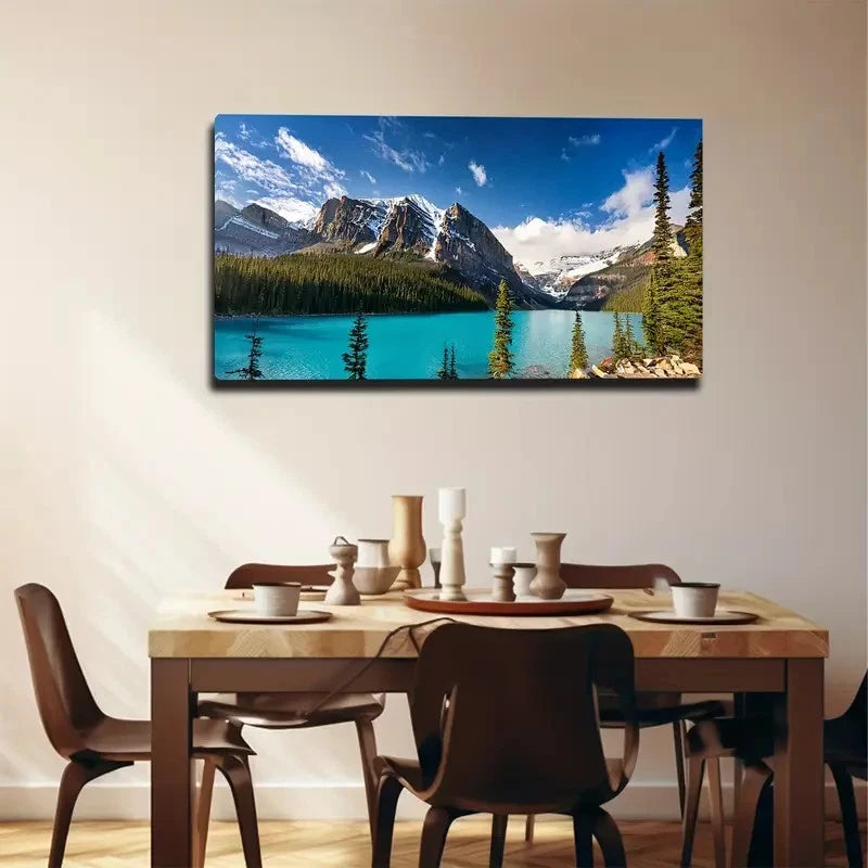 Mountains Beautiful Lakes Wall Art Canvas Office Home Room Framed 120x60cm