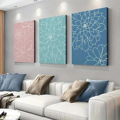 3pcs Cartoon Succulent Botanical Deco Perfect Wall Art Set Canvas Framed 50x70cm - High Quality Print 100% Australian Made Wall Canvas Ready to Hang - Bella Home Decor
