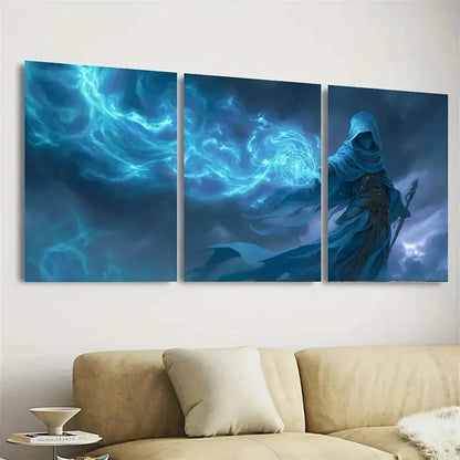 3pcs Celestial Wizard Fantasy Mage Art Wall Art Set Canvas Framed 50x70cm - High Quality Print 100% Australian Made Wall Canvas Ready to Hang - Bella Home Decor