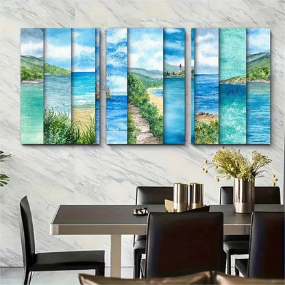 3pcs Coastal Scenery Beach Mountain Prefect Wall Art Set Canvas Framed 40x60cm - High Quality Print 100% Australian Made Wall Canvas Ready to Hang - Bella Home Decor