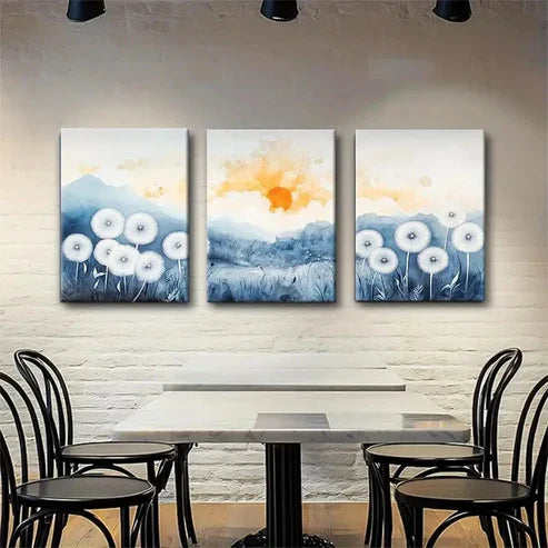 3pcs Watercolor Dandelion and Mountain Perfect Wall Art Canvas Unframed - High Quality Print 100% Australian Made Wall Canvas
