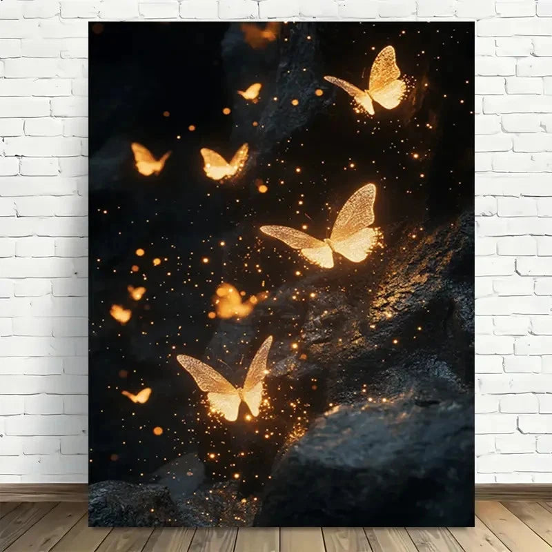 Beautiful Vibrant Orange & Yellow Butterflies 40x60cm Metal Print Ready to Hang - Bella Home Decor