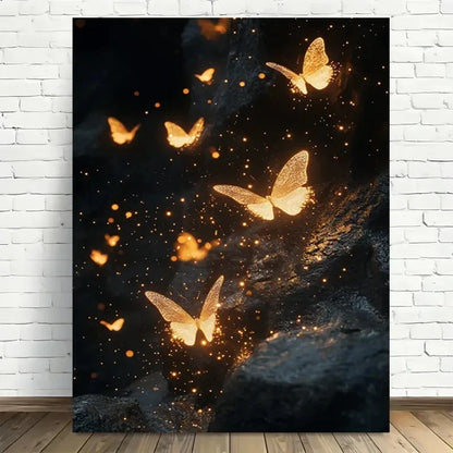 Beautiful Vibrant Orange & Yellow Butterflies 40x60cm Metal Print Ready to Hang - Bella Home Decor