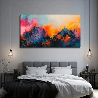 Abstract Mountain Perfect Wall Art Canvas Office Home Room Framed 120x60cm