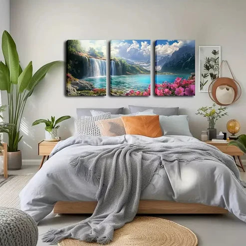 3pcs Rustic Coastal Style Solid Pattern Wall Art Set Wall Art Canvas Unframed - High Quality Print 100% Australian Made Wall Canvas