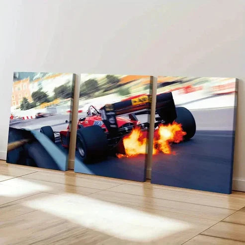 3pcs Formula 1 Racing Race Car Wall Art Set Canvas Unframed - High Quality Print 100% Australian Made Wall Canvas - Bella Home Decor