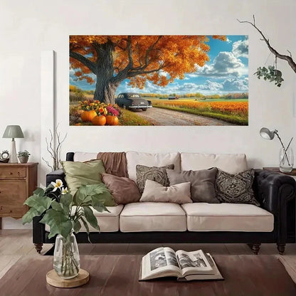 Autumn Vintage Farm Wall Art Canvas Office Home Room Framed 120x60cm