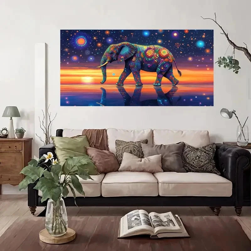 Colorful Elephant Wall Art Canvas Office Home Room Framed 120x60cm