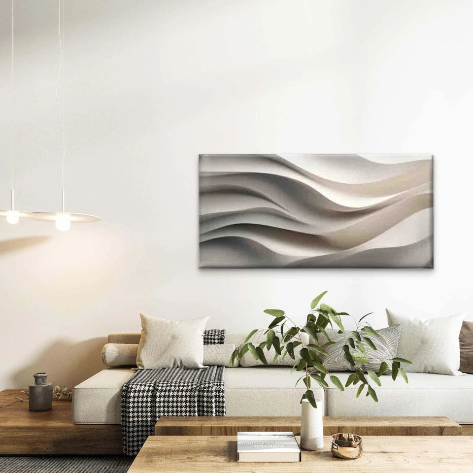 Desert Waves Textured Sand Art Wall Art Canvas Office Home Room Framed 120x60cm - Bella Home Decor