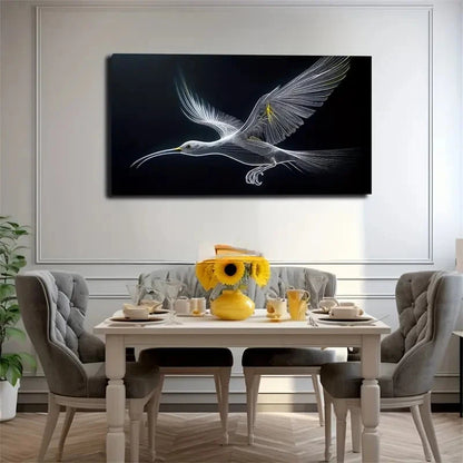 Dancing Bird With Spread Wings Wall Art Canvas Office Home Room Framed 120x60cm