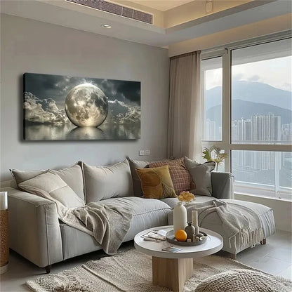 Full Moon Floating Calm Water Wall Art Canvas Office Home Room Framed 120x60cm - Bella Home Decor