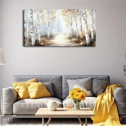 Birch Tree Trunk Unique Wall Art Canvas Office Home Room Framed 120x60cm - Bella Home Decor