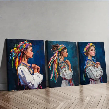 3pcs Vibrant Bulgarian Girl Beauty Dark Perfect Wall Art Set Canvas Unframed - High Quality Print 100% Australian Made Wall Canvas