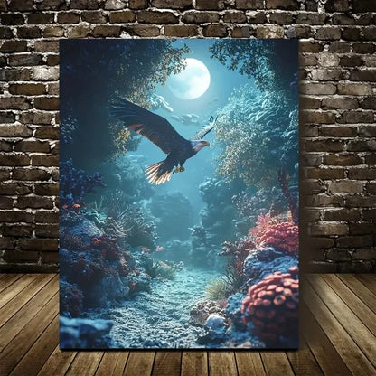 Underwater Coral Reef Scene Soft Moonlight Painting 40x60cm Metal Print Ready to Hang - Bella Home Decor