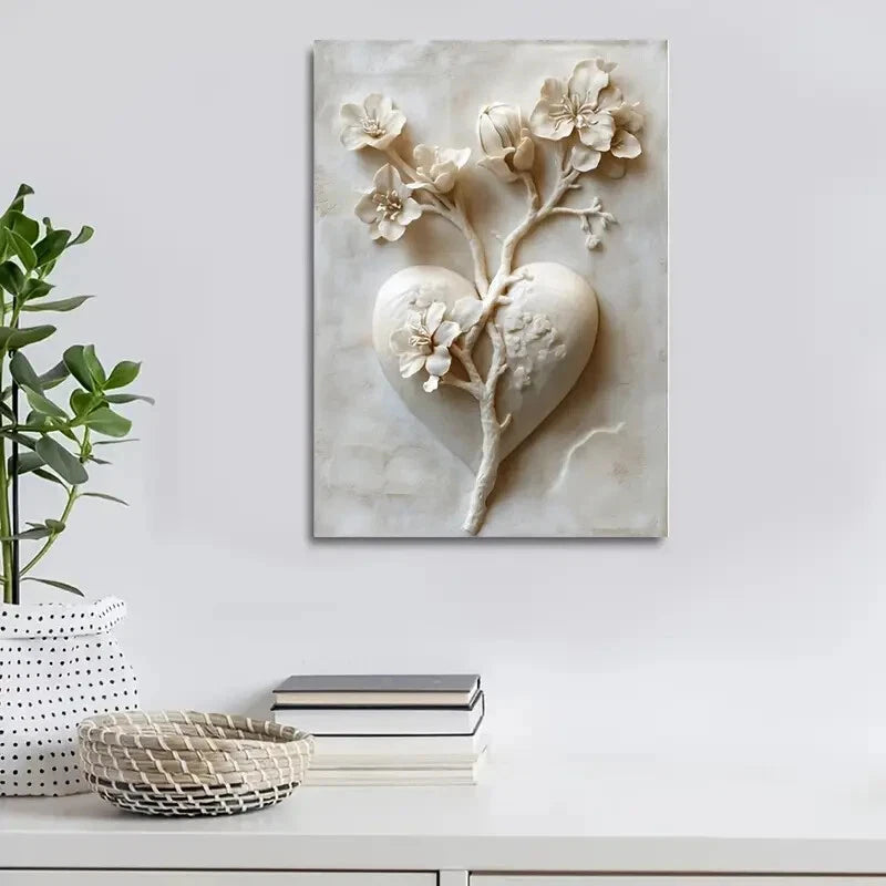 Beautiful Featuring Heart Blossoms Tree Painting 40x60cm Metal Print Ready to Hang - Bella Home Decor
