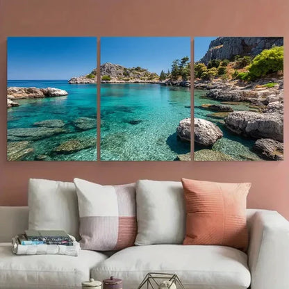 3pcs Kos Greece Aegean Sea Prefect Wall Art Set Canvas Framed 40x60cm - High Quality Print 100% Australian Made Wall Canvas Ready to Hang