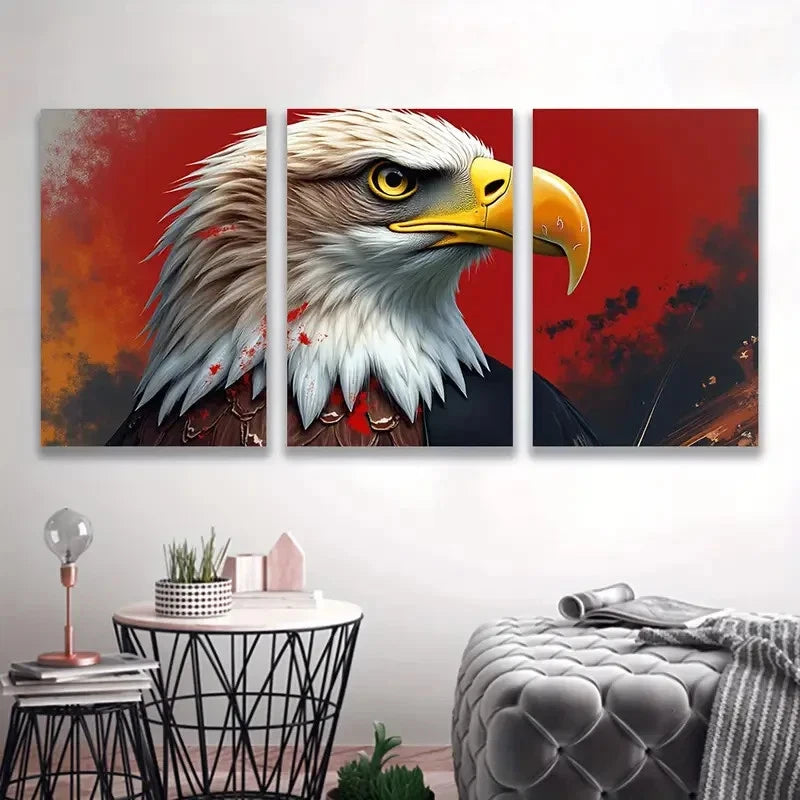 3pcs Vibrant Eagle with Fiery Background  Wall Art Set Canvas Framed 60x90cm - High Quality Print 100% Australian Made Wall Canvas Ready to Hang - Bella Home Decor
