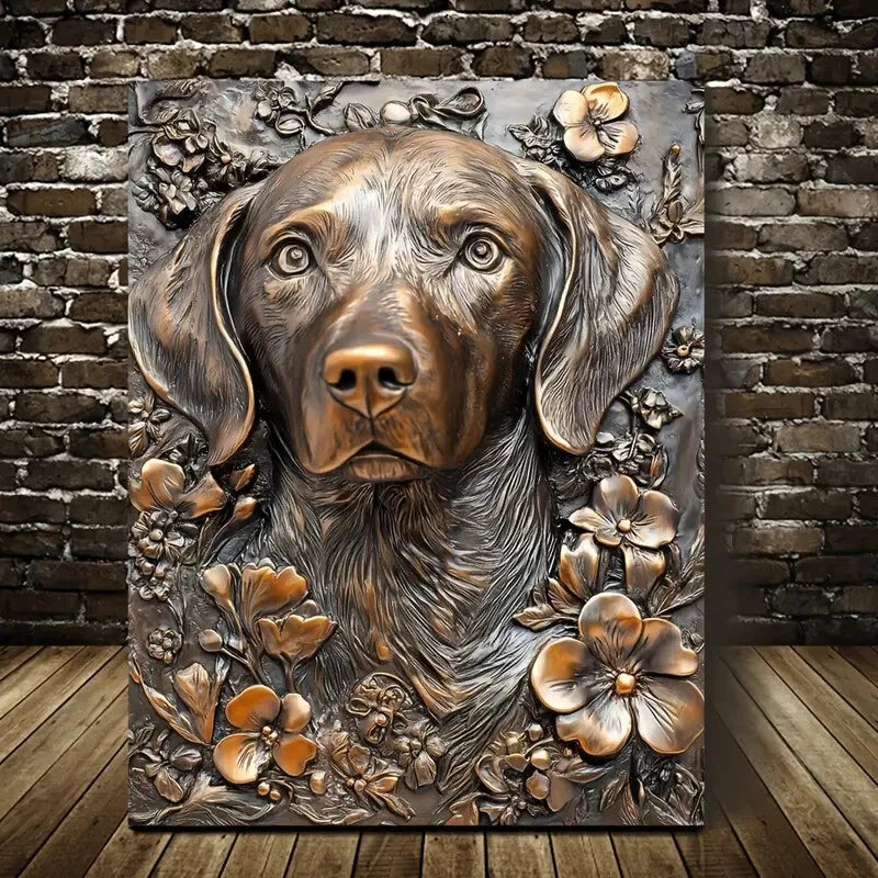 Featuring a Silver Lab Love Design Painting 40x60cm Metal Print Ready to Hang - Bella Home Decor