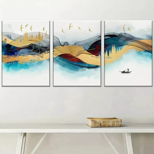 3pcs Light Luxury Style Modern Abstract Canvas Unframed - High Quality Print 100% Australian Made Wall Canvas