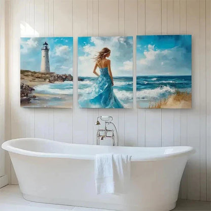 3pcs Coastal Serenity Lighthouse Ocean Perfect Wall Art Canvas Unframed - High Quality Print 100% Australian Made Wall Canvas - Bella Home Decor
