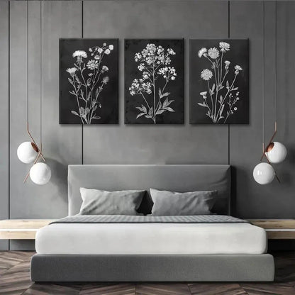3pcs Vintage Floral Plant Wildflower Print Metal Print Ready to Hang Art