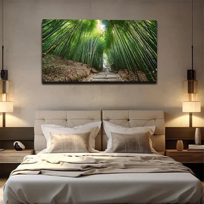 Large Bamboo Path Wall Art Canvas Office Home Room Framed 120x60cm
