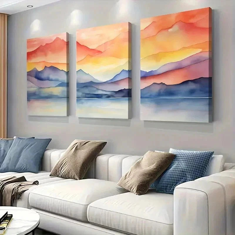 3pcs Vibrant Mountain & Lake Design Wall Art Set Canvas Framed 60x90cm - High Quality Print 100% Australian Made Wall Canvas Ready to Hang