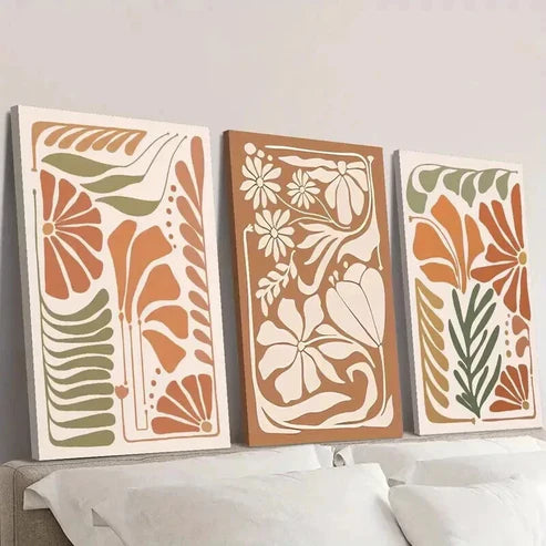 3pcs Abstract Floral Botanical Flowers Wall Art Canvas Unframed - High Quality Print 100% Australian Made Wall Canvas - Bella Home Decor