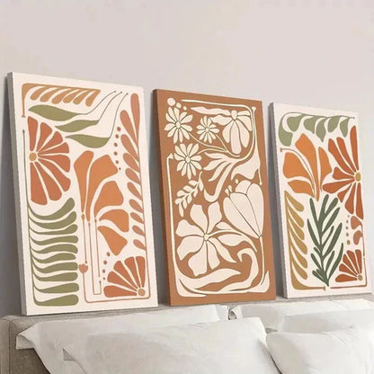 3pcs Abstract Floral Botanical Flowers Wall Art Canvas Unframed - High Quality Print 100% Australian Made Wall Canvas - Bella Home Decor