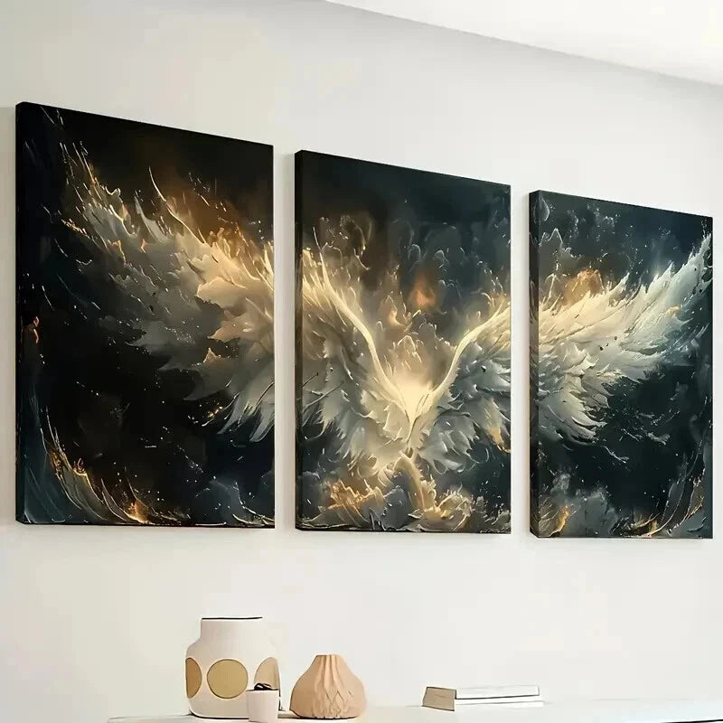 3pcs Nordic Wind Angel Wings Triptych Wall Art Set Canvas Framed 60x90cm - High Quality Print 100% Australian Made Wall Canvas Ready to Hang