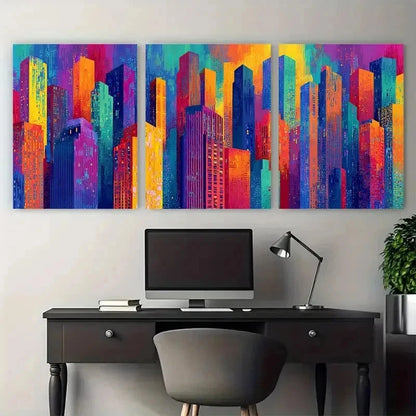 3pcs Colorful Urban Canyons Matisse Perfect Wall Art Set Canvas Framed 50x70cm - High Quality Print 100% Australian Made Wall Canvas Ready to Hang - Bella Home Decor