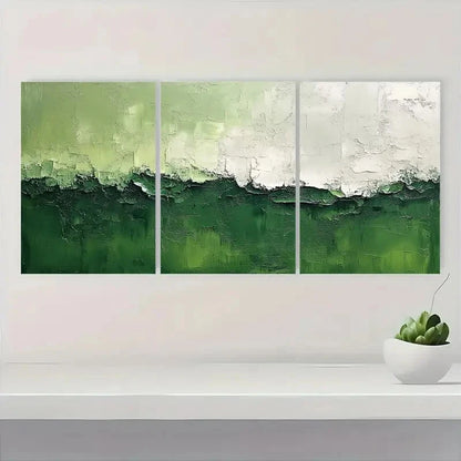 3pcs  Light Green, White & Gray Textured   LG    Wall Art Set Canvas Framed 60x90cm - High Quality Print 100% Australian Made Wall Canvas Ready to Hang - Bella Home Decor